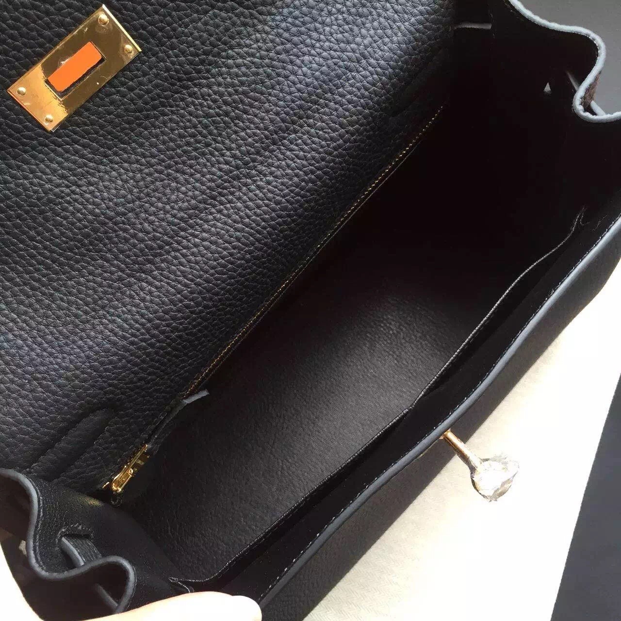 Hermes Black Clemence Kelly Retourne 32cm Handmade Bag