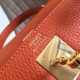 Hermes Orange Clemence Kelly Retourne 32cm Handmade Bag