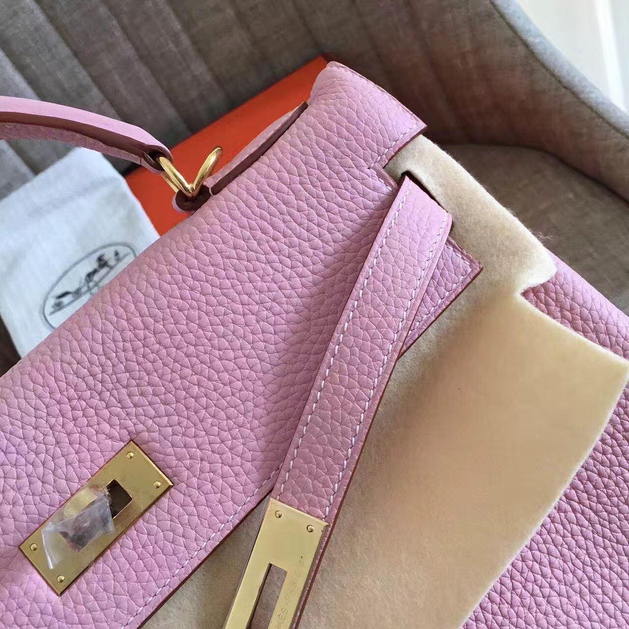 Hermes Pink Clemence Kelly Retourne 32cm Handmade Bag