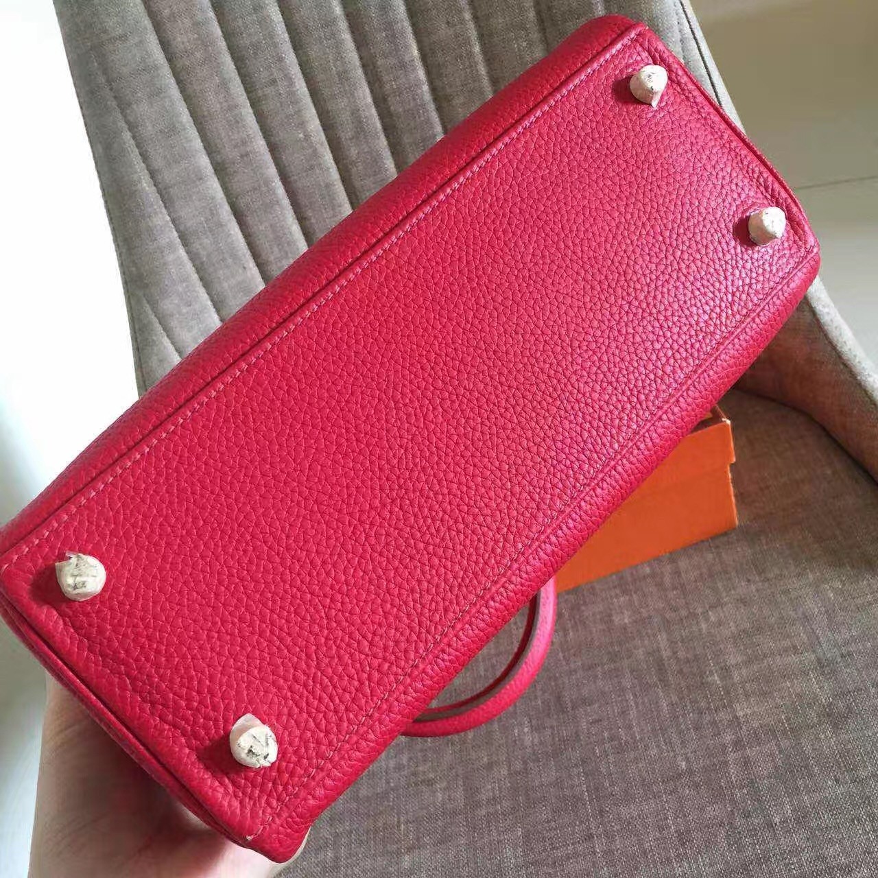 Hermes Red Clemence Kelly Retourne 32cm Handmade Bag