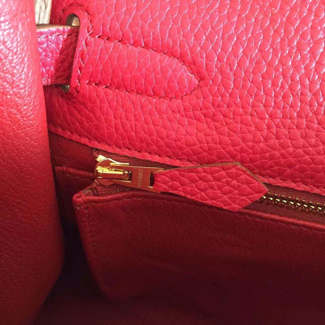 Hermes Red Clemence Kelly Retourne 32cm Handmade Bag