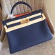 Hermes Sapphire Clemence Kelly Retourne 32cm Handmade Bag