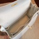 Hermes White Clemence Kelly Retourne 32cm Handmade Bag