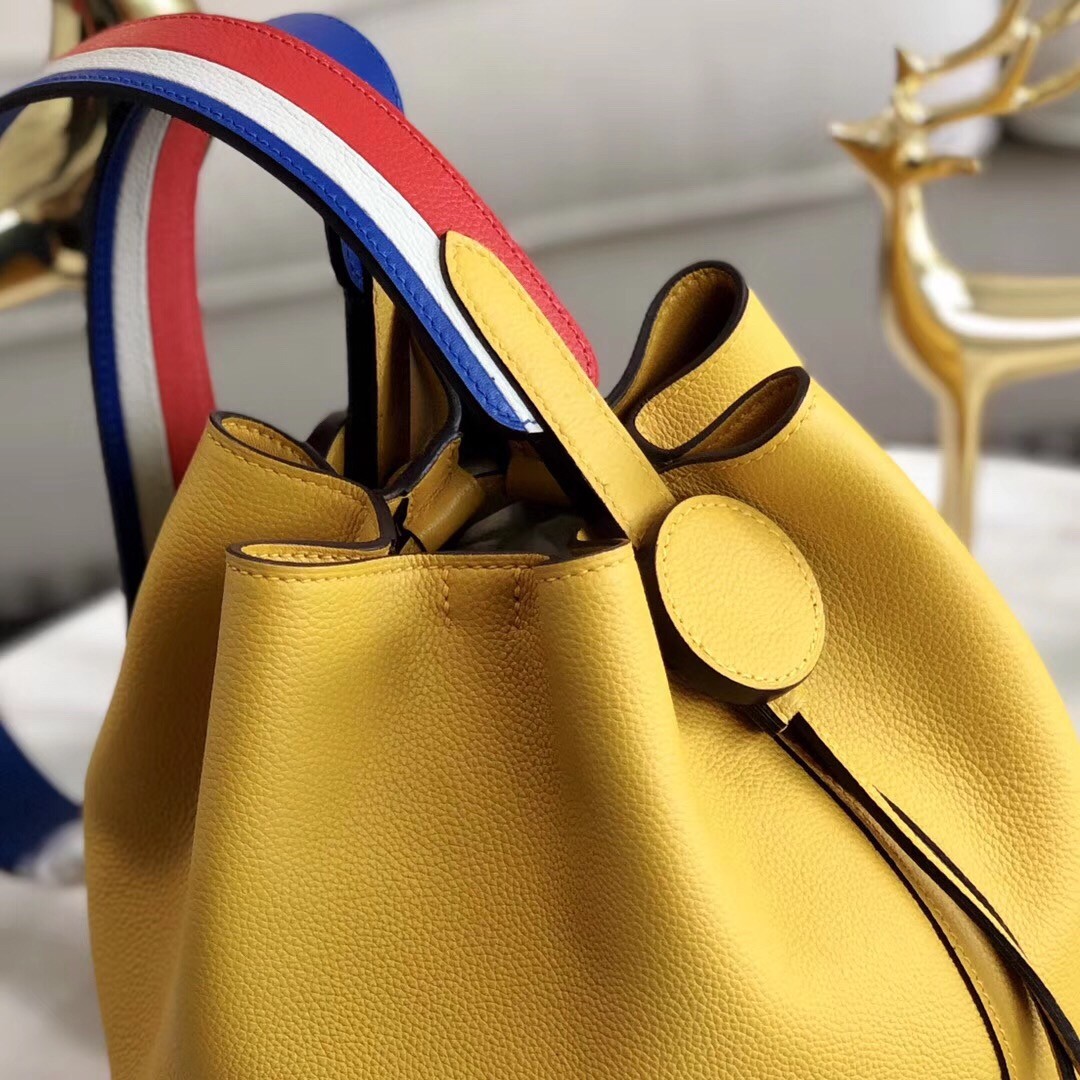 Hermes Licol 17cm Bag In Yellow Evercolor Calfskin