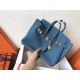 Hermes Blue Jean Birkin 25cm Clemence Handmade Bag