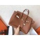 Hermes Brown Birkin 25cm Clemence Handmade Bag