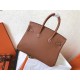 Hermes Brown Birkin 25cm Clemence Handmade Bag