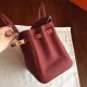 Hermes Bordeaux Birkin 25cm Clemence Handmade Bag