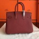 Hermes Bordeaux Birkin 25cm Clemence Handmade Bag