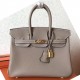 Hermes Grey Birkin 25cm Clemence Handmade Bag