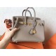 Hermes Grey Birkin 25cm Clemence Handmade Bag