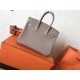 Hermes Grey Birkin 25cm Clemence Handmade Bag