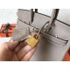 Hermes Grey Birkin 25cm Clemence Handmade Bag