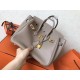 Hermes Grey Birkin 25cm Clemence Handmade Bag