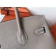 Hermes Grey Birkin 25cm Clemence Handmade Bag