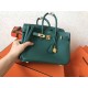 Hermes Malachite Birkin 25cm Clemence Handmade Bag