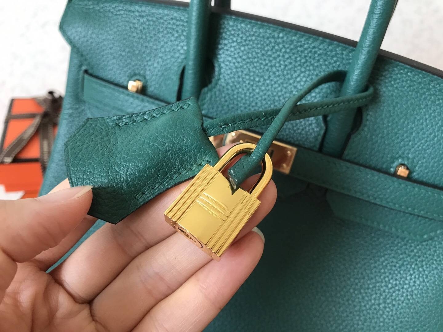 Hermes Malachite Birkin 25cm Clemence Handmade Bag