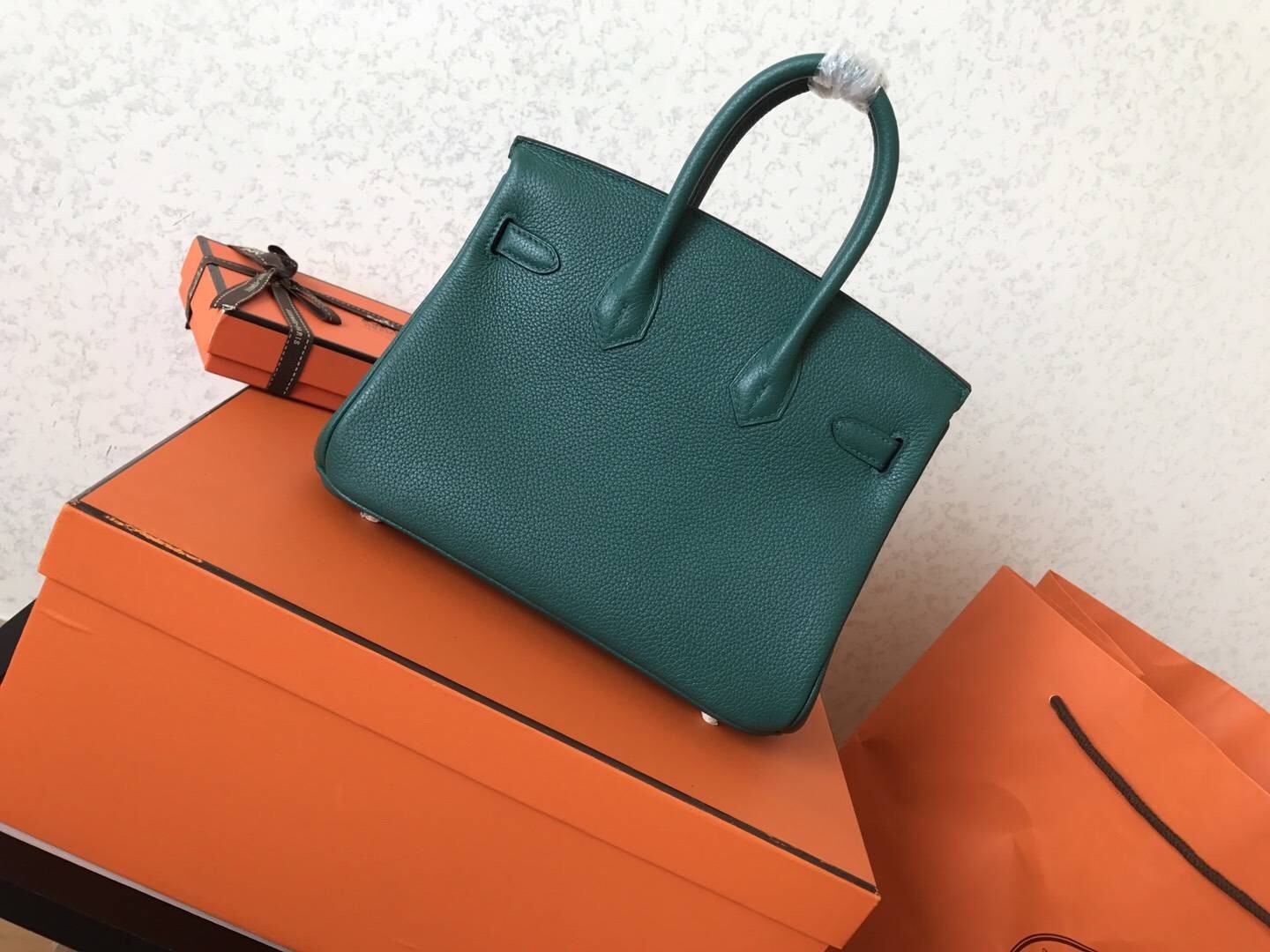 Hermes Malachite Birkin 25cm Clemence Handmade Bag