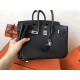 Hermes Black Birkin 25cm Clemence Handmade Bag