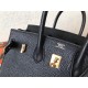 Hermes Black Birkin 25cm Clemence Handmade Bag