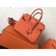 Hermes Orange Birkin 25cm Clemence Handmade Bag