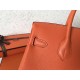 Hermes Orange Birkin 25cm Clemence Handmade Bag