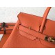 Hermes Orange Birkin 25cm Clemence Handmade Bag