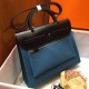 Hermes Herbag Zip 31cm Bag In Black And Blue