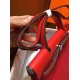 Hermes Herbag Zip 31cm Bag In Red Toile And Leather