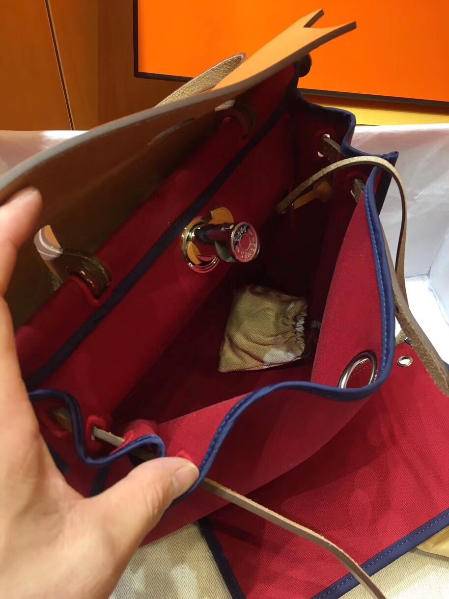 Hermes Herbag Zip 31cm Bag In Brown And Red