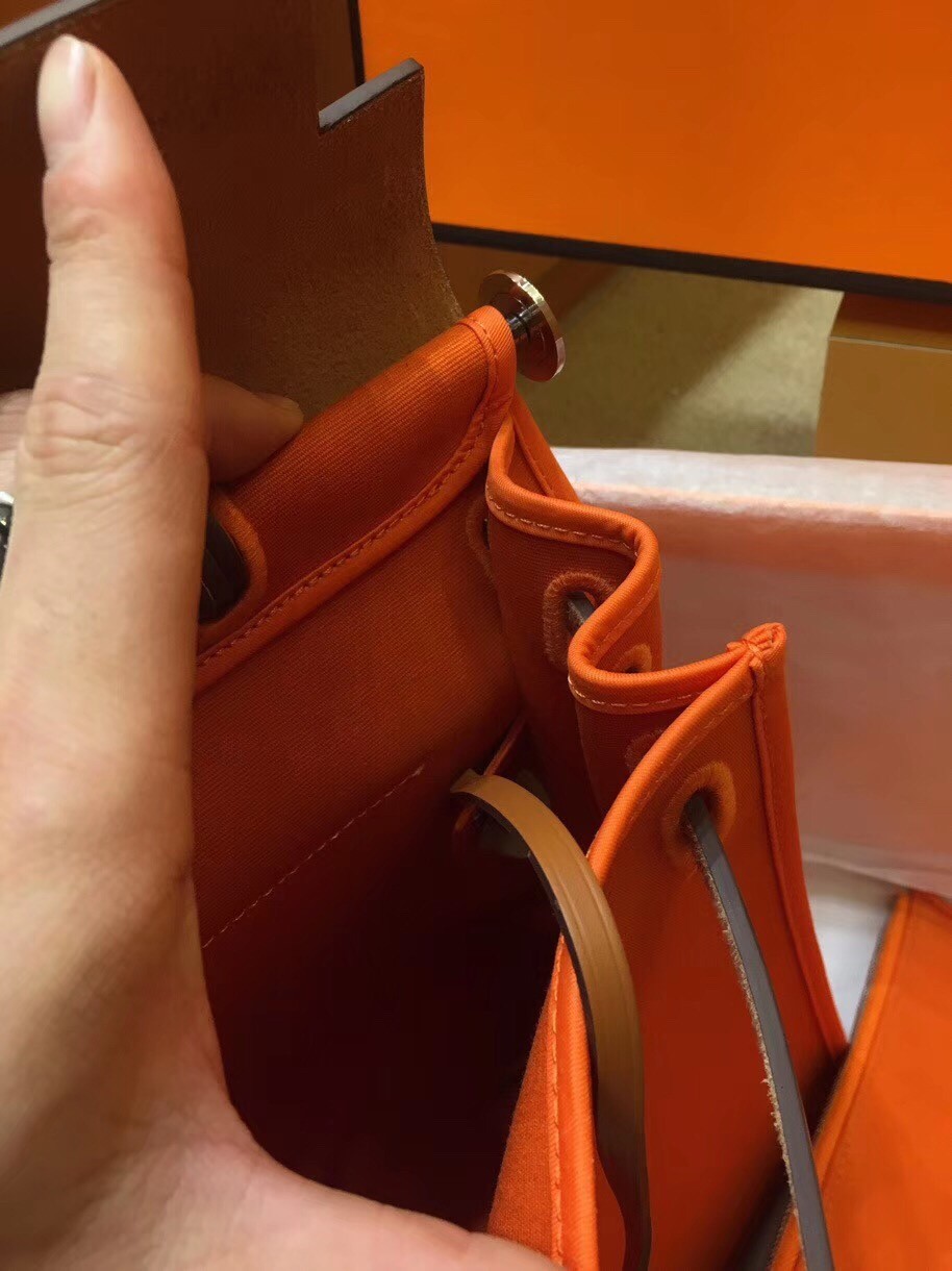 Hermes Herbag Zip 31cm Bag In Brown And Orange