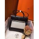 Hermes Herbag Zip 31cm Bag In Black Leather And Toile