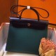 Hermes Herbag Zip 31cm Bag In Navy And Green