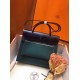 Hermes Herbag Zip 31cm Bag In Navy And Green