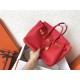 Hermes Red Birkin 25cm Clemence Handmade Bag