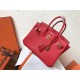 Hermes Red Birkin 25cm Clemence Handmade Bag