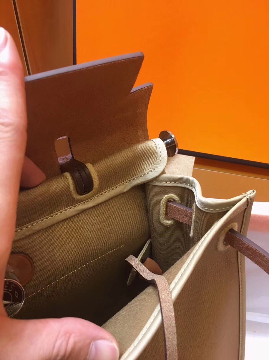 Hermes Herbag Zip 31cm Bag In Brown And Beige