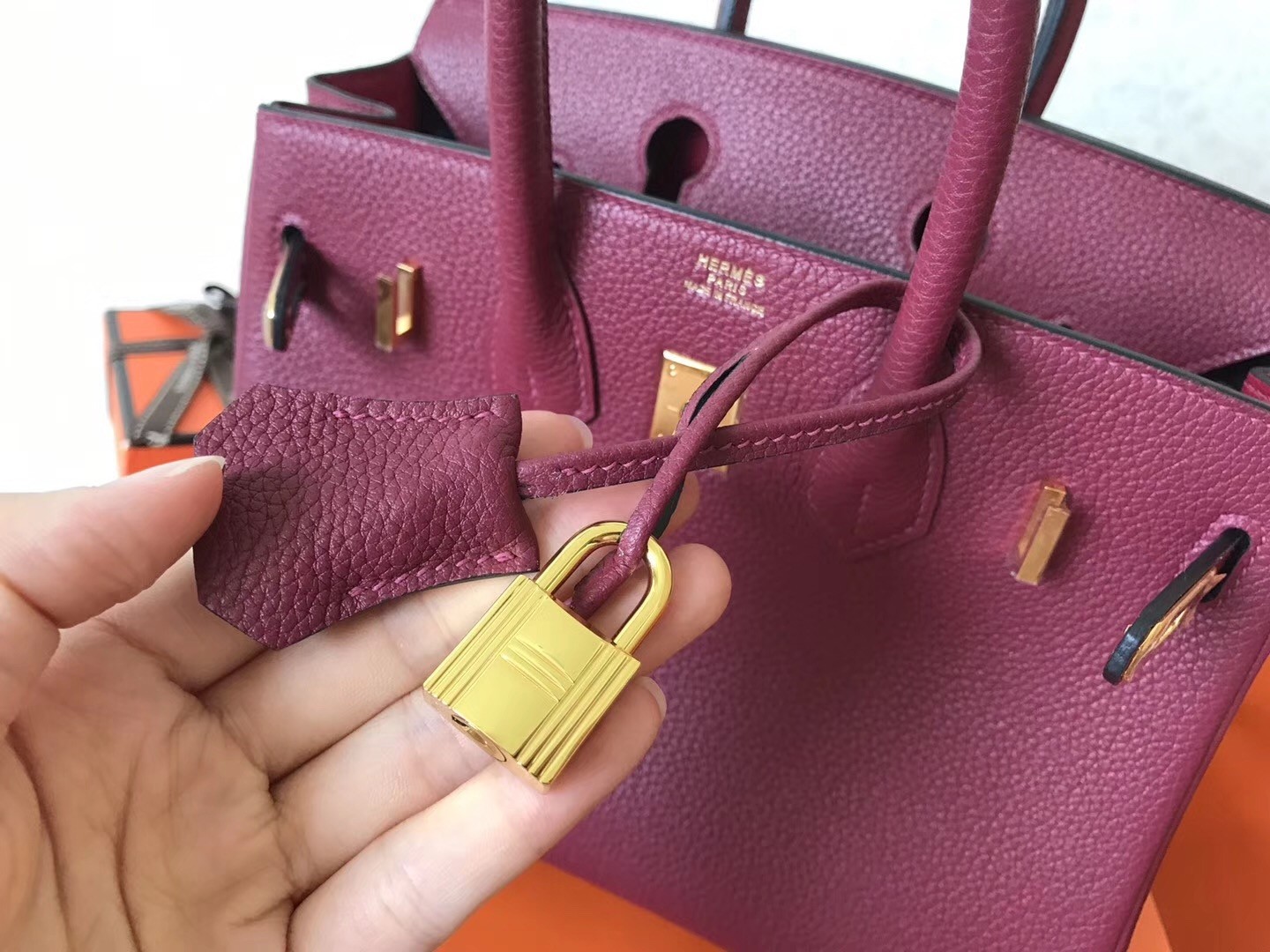 Hermes Ruby Birkin 25cm Clemence Handmade Bag