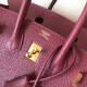 Hermes Ruby Birkin 25cm Clemence Handmade Bag