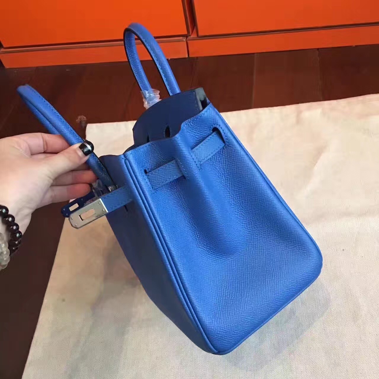 Hermes Blue Birkin 25cm Epsom Handmade Bag