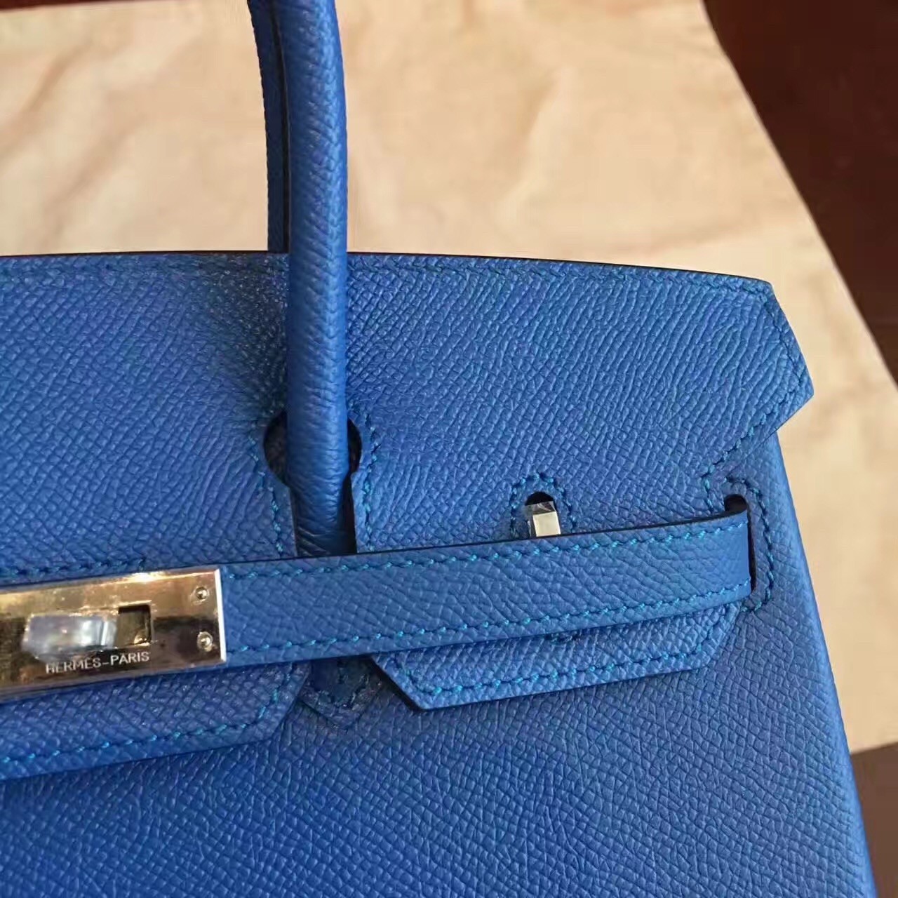 Hermes Blue Birkin 25cm Epsom Handmade Bag