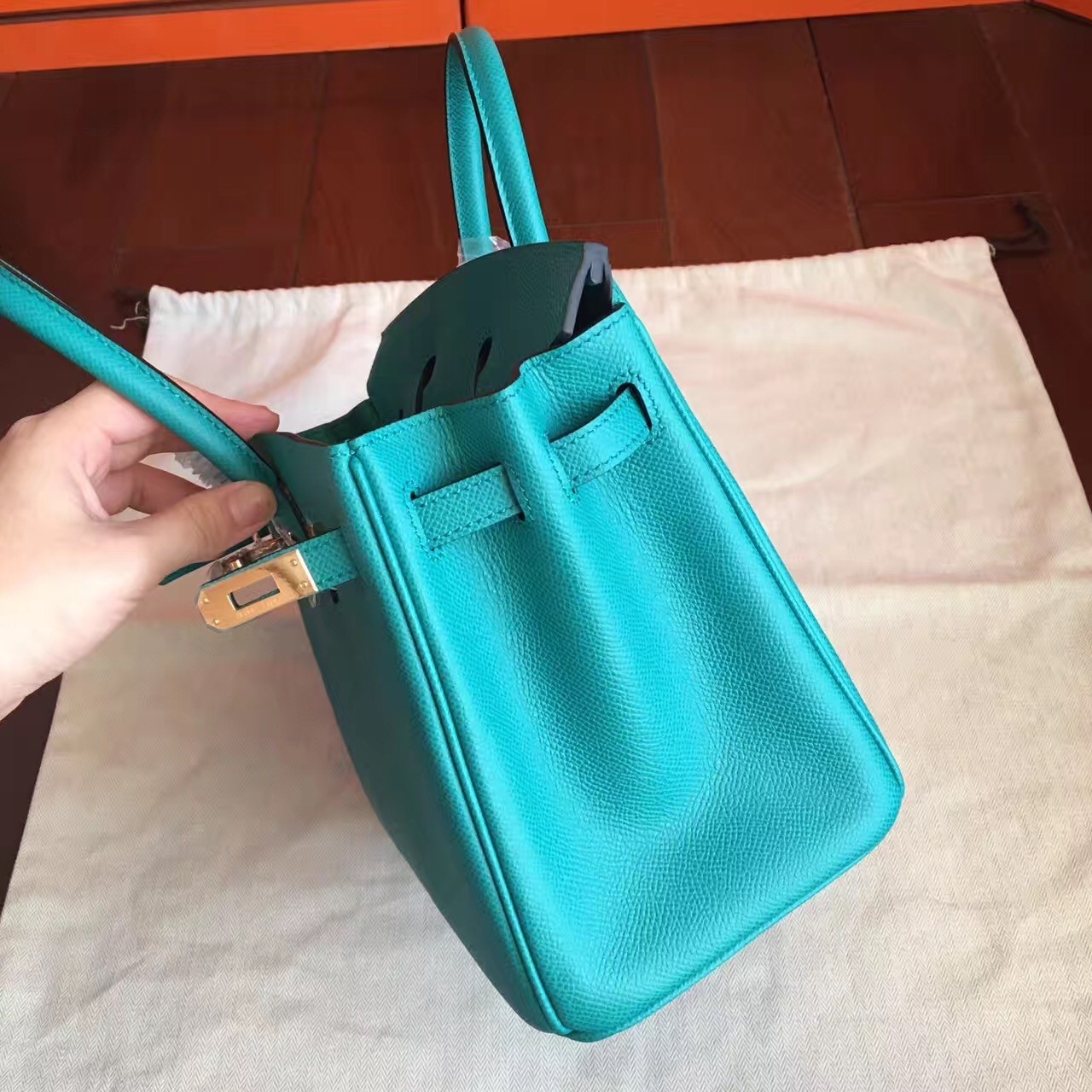 Hermes Malachite Birkin 25cm Epsom Handmade Bag