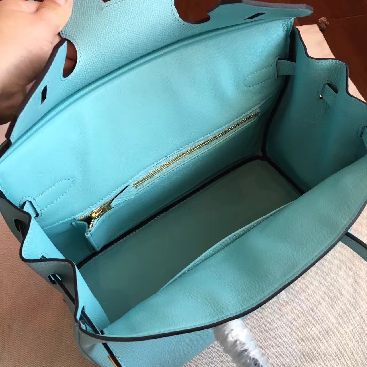 Hermes Blue Atoll Birkin 25cm Epsom Handmade Bag