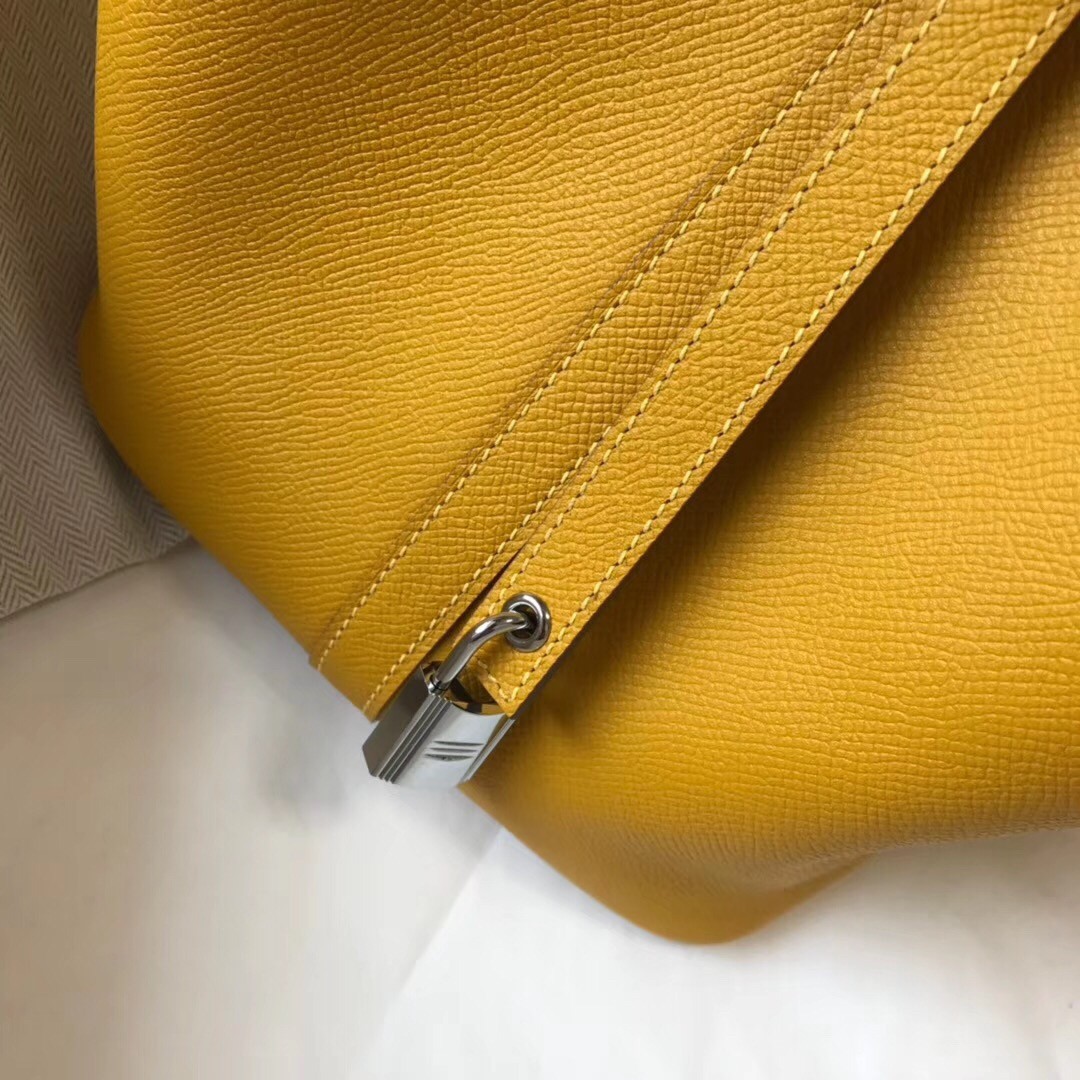 Hermes Yellow Picotin Lock 22 Bag With Braided Handles