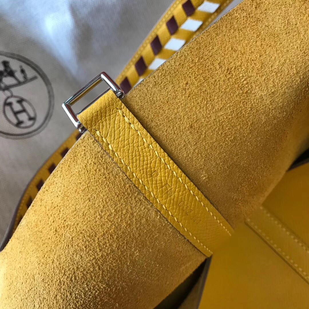 Hermes Yellow Picotin Lock 22 Bag With Braided Handles