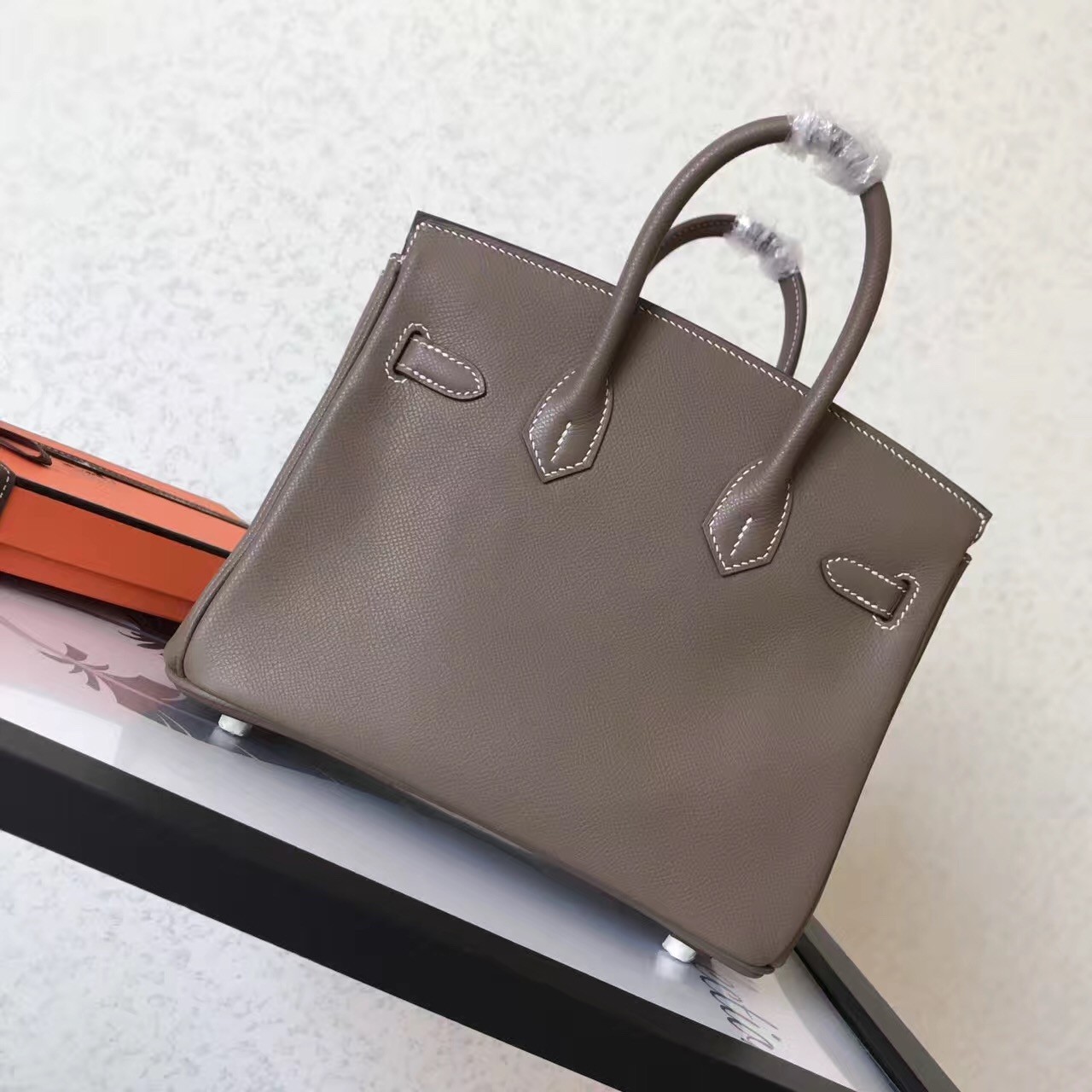 Hermes Taupe Birkin 25cm Epsom Handmade Bag