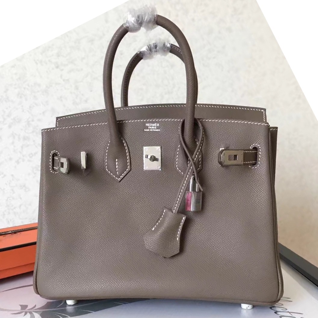 Hermes Taupe Birkin 25cm Epsom Handmade Bag