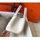 Hermes White Picotin Lock 18 Bag With Braided Handles