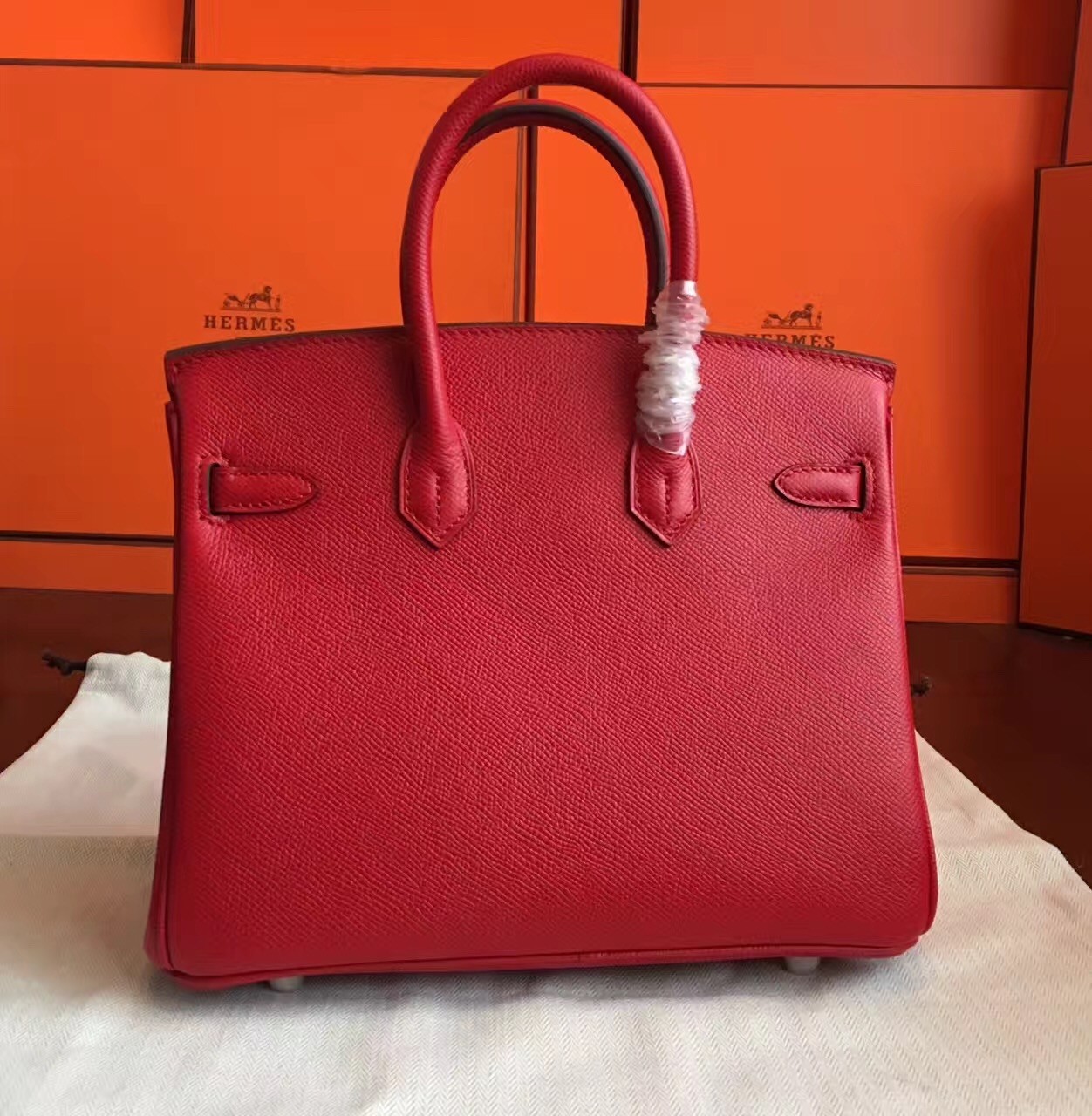 Hermes Red Birkin 25cm Epsom Handmade Bag