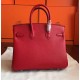 Hermes Red Birkin 25cm Epsom Handmade Bag